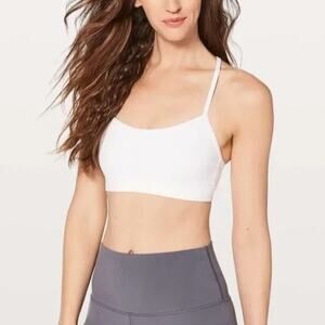 Lululemon Flow Y Sports Bra Low Impact Racerback Athletic White Size 10